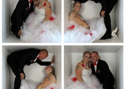 photo - box - zoom souvenirs - couple - mariage - montage - robe - costume - sourire - câlin- regard - tulle - fleur - nœud papillon - blanc - noir - rouge - tatouage
